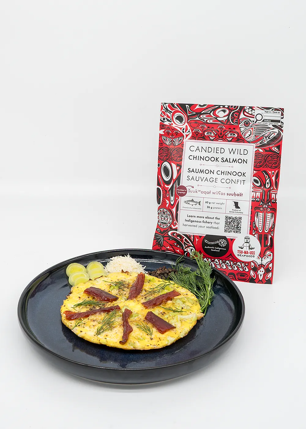 candied wild chinook salmon omelette
