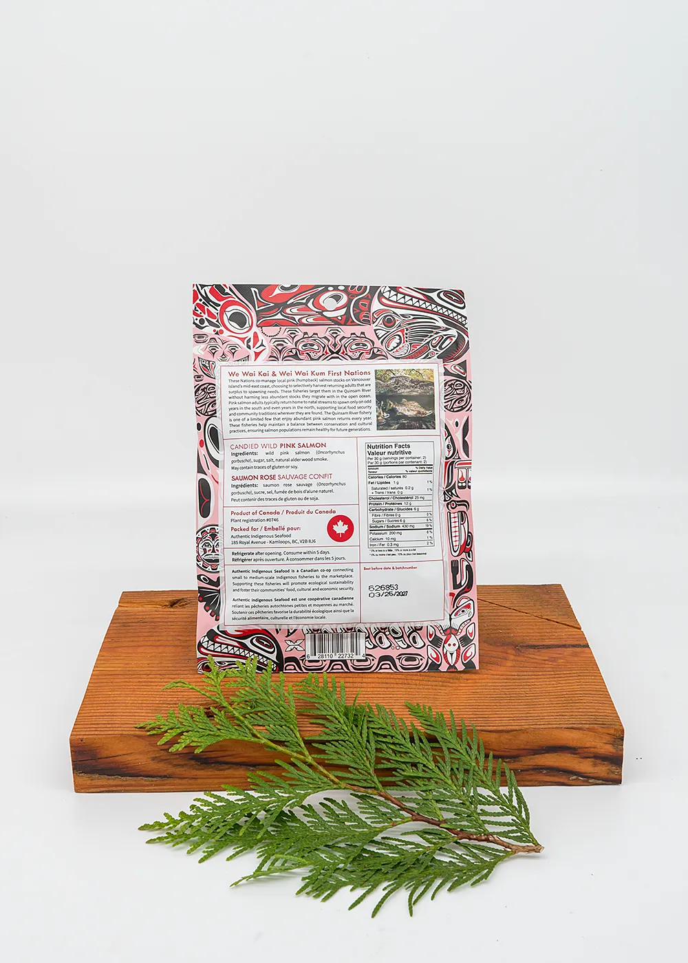 candied wild pink salmon package back