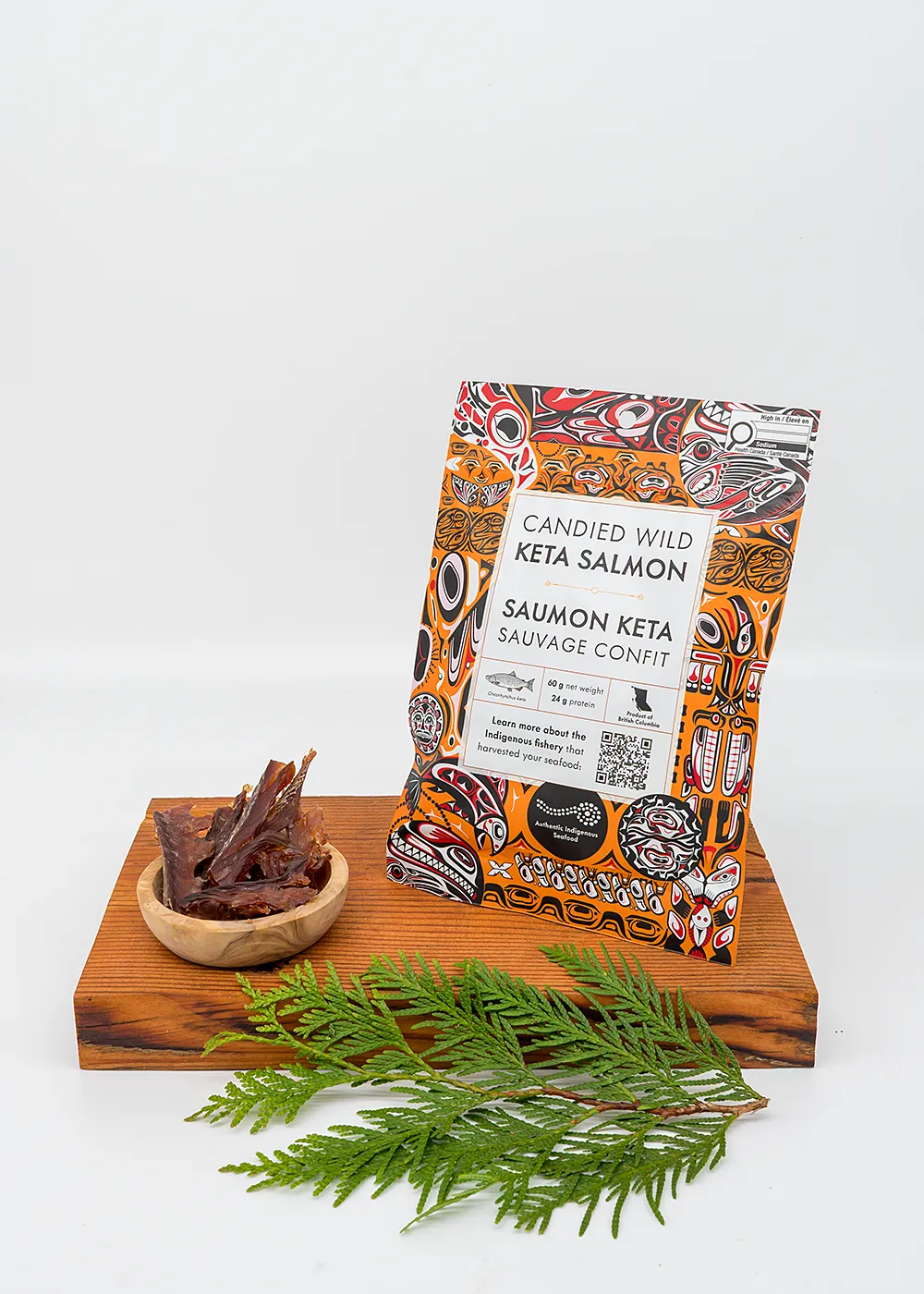 candied wild keta salmon back package and product