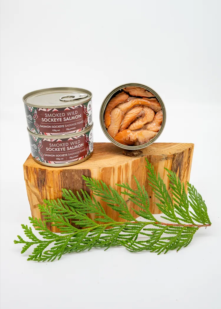 150g cans of Stellako Select smoked wild sockeye salmon